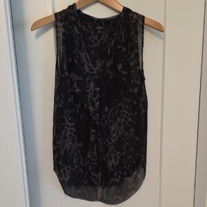 Babaton Black Sheer Leopard Print Blouse
